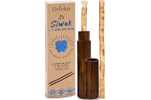 ORINKO 2 palos de Siwak + 1 funda de madera - Miswak cepillo de dientes natural, ecológico y vegano - cuidado de la boca tradicional y blanqueamiento dental