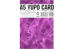 Punkcards - Yupo Paper - Yupo Paper Alcohol Inks - Yupo Card A5 - Alcohol Ink Art Paper - for Artists and Painters - 25 Sheets - 318gsm - 400mic - 148.5mm x 210mm