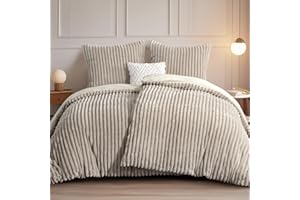 ‎RUIKASI RUIKASI Winter Flanell Bettwäsche 135 x 200 4teilig Beige - Plüsch Warme Flauschig Winterbettwäsche Cord Teddy Fleece Cashmere-Touch Bettbezug mit Reißverschluss und 2 Kissenbezug 80x80cm