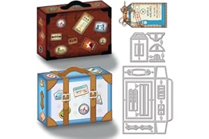 GLOBLELAND Caja de Maleta Retro 3D Troqueles de Corte de Metal Caja de Almacenamiento Vintage Troquel de Corte de Metal Troqueles de Corte de Maleta 3D para Scrapbooking DIY Álbum de Fotos Tarjeta de