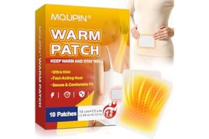 MQUPIN Toppe termiche profonde, 10 cuscinetti termici ultra sottili per schiena e addome, autoadesivi, 10 cm x 13 cm, 12 ore di riscaldamento