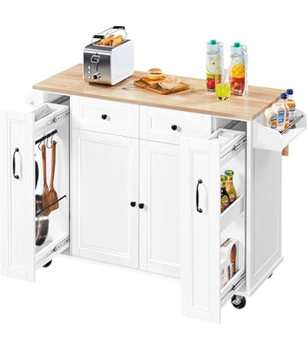 Hommdiy Kücheninsel Mit Ausziehbarer Platte - Servierwagen Auf Rollen