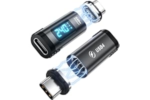 DuHeSin Digitaler USB-C-Magnetadapter, PD, 240 W, 24-polig, mit Spannungsstrom, LED-Display, Typ-C-Leistungsmessgerät, Tester, gerade, USB4, 40 Gbit/s, 8 K, 60 Hz, für Thunderbolt 3/4, MacBook
