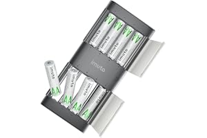 iMuto Batterie ricaricabili al litio AA 8-Pack con caricabatterie, 2000 mAh Alta capacità 1,5 V Batterie AA, Batteria ricaricabile AA agli ioni di litio a lunga durata con scatola di ricarica
