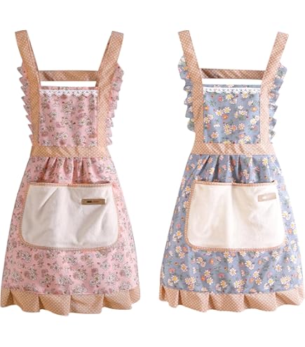 Grembiule Da Cucina Con Fiocco E Tasche - Grembiule Donna In Cotone Per Casa E Ristorante - Foto 9