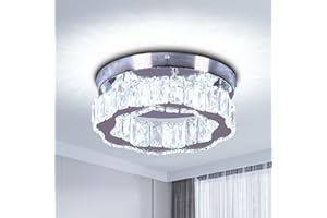 Cainjiazh Cristal de montaje empotrado de techo de luz de araña pequeña lámpara de techo de montaje para el pasillo Vestíbulo Cocina Dormitorio Comedor, 10,43 pulgadas,Blanco frío