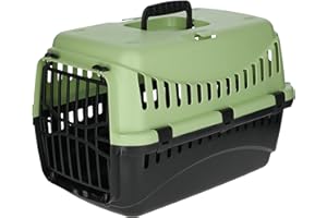 KERBL PET Kerbl Transport Box Expedion with Plastic Door, 45x 30 x 30 cm, Green/ Dark Grey