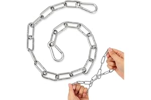 Aeaocvo Chaîne en acier inoxydable de 50 cm avec mousqueton, chaîne en métal pour clôtures extérieures, écuries, cages à oiseaux, portes de cour extérieure