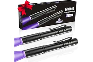 COSOOS 2 UV-Schwarzlicht-Taschenlampe, 2 Stück 395 nm Mini-Stiftleuchte mit Clip, wasserdichte UV-Taschenlampe für Lecks, Haustierurin, Skorpion, Hotelinspektion, Trockene Flecken und Bettwanzen.
