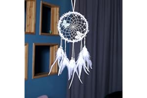HMX MALL Traumfänger Kinder, Weiß Schmetterling Dream Catchers Kinderzimmer, Traumfänger Bastelset Hochzeits Wandbehang Ornamente, Kunsthandwerk, Schlafzimmer Dekorationen Geschenke für Mädchen Jungen
