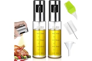 Guiseapue Ölsprüher Flasche 100ML, Öl Sprühflasche, Essig Spritzer Ölspender, Transparent Öl Sprayer mit Bürste für Kochen, Heißluftfritteuse, Salat, Grill Zubehör, 2 Pcs