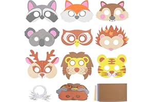 Landifor 9pcs Maschere per Bambini Animali Maschere Bambini Feste Animali Maschere Animali Schiuma con Cinghie Elastiche per DIY Halloween Travestimento Imitazione Cosplay Festa Regalo