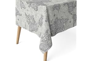 ECOMMERC3 | Mantel Antimanchas para Mesa Rectangular Tamaño 180x140 cm - Mantel Antimanchas Tacto Extrasuave e Impermeable Color Gris