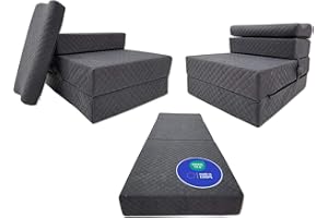 Odolplusz Komfortowy materac dla gości, składany materac z poduszką, składany materac o uniwersalnym stopniu twardości, wyprodukowano w UE, Ökotex (70 x 200 x 15 cm, ciemnoszary)