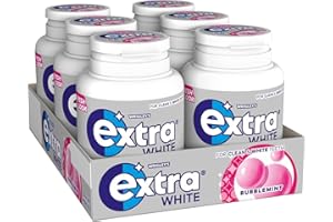 DNAAZ Extra White Bubblemint Sugarfree Chewing Gum, Bubblemint Flavour, Bright Smile, With Xylitol, Helps with Oral Hygiene for Healthy Teeth & Gums, 6 x 46 Packs