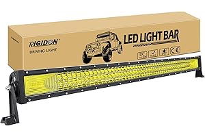 ‎RIGIDON RIGIDON wasserdichte Led lichtleiste, 12V 24V 42 Zoll 105cm 540W Offroad Beleuchtung led Work Light bar für Auto kfz SUV ATV, LKW 4x4, Fahrzeuge, 3000K gelb led nebelscheinwerfer Fahren Nebel Lichter