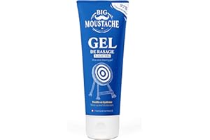 Gel de Rasage Transparent Homme 97% Naturel de Big Moustache - Fabriqué en France - Enrichi à l'Aloe Vera Bio - Rasage Précis - 75ml