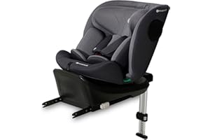 Kinderkraft I-360 Silla de coche, I-SIZE 40-150 cm, Isofix, Silla coche bebé, para niños, Ajustable, Sillade, RWF, FWF, Universal para coche, Asiento de coche, 360º, Grupo 0+/1/2/3, 0-36 kg, Gris