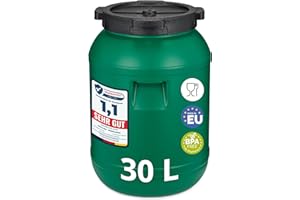 Garronda 30L Fût Plastique Alimentaire Sans BPA – Récupérateur d'Eau Bidon Alimentaire avec Couvercle pour Eau, Choucroute, Croquettes, Fermentation GD-0142