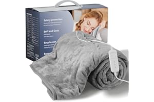 FIAHNG Couverture éLectrique 130 x 180 Cm Couverture Chauffante éLectrique,Couverture Electrique Chauffante 1-10h Timing, 9 Ajustements De TempéRature,Electric Blanket Couverture Chauffante Usage 1-2 Person
