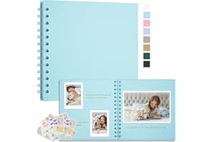 Remowith DIY Photo Album 18 x 18 cm DIY Photo Book Kraft Paper Memory Book for Weddings 40 Pages Album for Baby Family Valentine's Day Birthday Anniversary Gift Light Blue