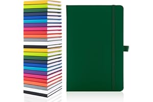 ‎NOTES LONDON Notes London Blanko-Seiten-Notizbuch, A5, weiß, unliniert, blanko, Stiftschlaufe, Band und Papiertasche, mittelfester Einband, Notizbuch, umweltfreundlich, nachhaltiges Papier (grün)