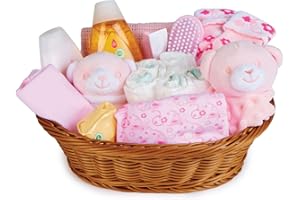 Baby Box Shop 18 Regali Per Neonati Femmine, Cesto Nascita Bimba, Set Regalo Neonata Femmina - Set Neonato Regalo Nascita - Regalo Neonata Femmina - Rosa