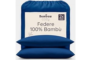 Bambaw Federe bambu 50x70 cm, Confezione da 2, Federa cuscino anallergica e antiacaro, Federa anti acne delicata sulla pelle, Federe rinfrescanti anti sudorazione per l’estate (Blu Marino)