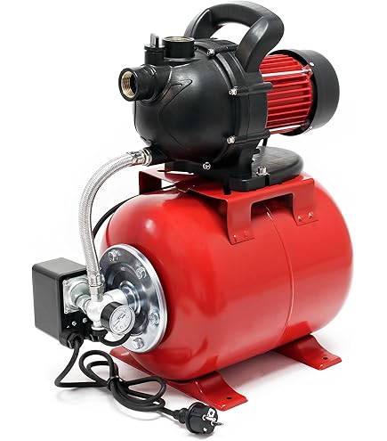 Pompe à Eau MAX-H 1300 - Pompe D'arrosage De Jardin (1300 W 6000 L/h Hauteur De Refoulement 55 M) - Avec Manomètre Pressostat Raccord 5 Voies - Pour L' Alimentation En Eau Domestique