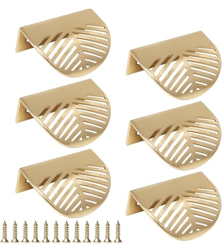 2 Maniglie Per Mobili In Ottone Oro - Forma Foglia, Per Porte, Cassetti, Cucina, Guardaroba - Foto 12