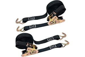 OWSYTOOL Ratchet Straps 2Pack, 800KG Tie Down Straps, 6M x 25mm Ratchet Straps with Hook Lashing Strap for Motorcycles, Car, Trailer, Cargoes, Household