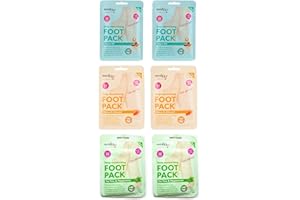 Derma V10 Foot Pack Mask (6 Pack) Deep Moisturising (Tea Tree & Peppermint, Honey & Almond, Argan Oil)