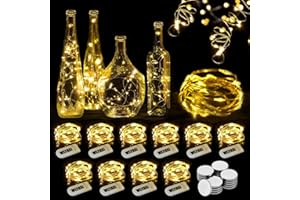 ‎WEARXI WEARXI LED Lichterkette Batterie - 10 Stück 2M 20LEDs Mini Lichterkette mit Batterie, Lichterkette Draht, LED Beleuchtung Batteriebetrieben Deko für Flasche, Urlaub, Hochzeitsdeko, Party Deko