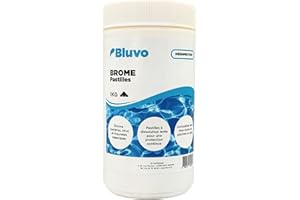 BLUVO Brome Pastilles 20g - 1KG | Traitement Spa & Piscine Sans Chlore | Désinfectant à Dissolution Lente pour une Eau Claire et Saine | Entretien & Purification de l’Eau adaptée à tous les Spas et Piscines