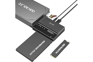 Alxum IDE SATA USB Adapter, USB 3.0 Festplatten Adapter mit Netzschalter für 2.5/3.5 Zoll SATA HDD & SSD M Key Festplatten Dockingstation, mit 12V/2A Netzteil und USB C Kabel