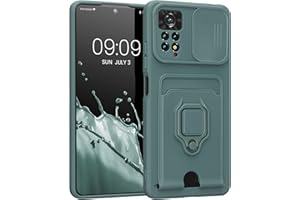 kwmobile Etui na telefon komórkowy kompatybilne z Xiaomi Redmi Note 11 Pro/Note 11 Pro (5G) / Note 12 Pro (4G) - miękkie etui z ochroną aparatu – przegródka na karty – zielony mech