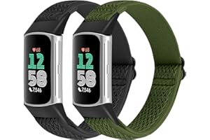 SHIJZWD 2 Pezzi Cinturino Compatibile con Fitbit Charge 6/Fitbit Charge 5, Regolabile Braccialetto Elastico in Nylon cinturino di ricambio Sportive per Fitbit Charge 5/Fitbit Charge 6, uomo e donna