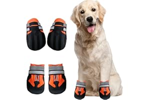 ZOKBOM Dog Boots for Injured Paws - 4Pcs Waterproof Dog Shoes for Large Dogs with Adjustable Safe Reflective Straps, Wear-resistant Anti-Slip Sole Outdoor Dog Paw Protectors for Winter Walking (XL)