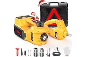 TaskStar Gato Hidráulico 5t 3t, 12V Kit de Gato Eléctrico para Coche (Alcance :15.5-45 cm) con Llave eléctrica e inflador, para Recogida de Coche Cambio de Neumáticos Reparación de Garaje