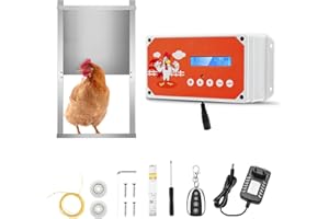 Hlieeosfcn Elektrische Hühnerklappe, Automatische Hühnertür mit Zeitschaltuhr & Fernbedienung, Netzbetrieb oder Batterie, Hühnerklappe Automatisch Hühner Sicher Aufziehen