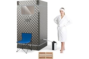 HOMFME Portable Sauna Tent, Full Body Steam Sauna with 3L Steamer Generator, Remote Control, Folding Chair, Personal Home Sauna Box Pod for Therapy Slimming Detox (Gray)