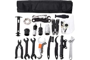 YBEKI Kit Herramientas Bicicleta, Reparación de pinchazos Bicicleta, Mini Pump, Multi-Herramienta, Herramienta para Cadena, removedor de Volante de Bicicleta, etc