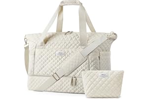 ETRONIK for New Easyjet Cabin Bag 45x36x20, Weekender Travel Bags for Women with Wet Pocket & Shoes Compartment, 35L Hospital Bag for Labor and Delivery (Beige)