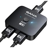 GANA HDMI 2.1/8K Bi-Directional 2 in 1 Switcher/Splitter, 4K@120Hz, 8K@60Hz, 48Gbps, Aluminum Housing, Compatible with PS5/PS