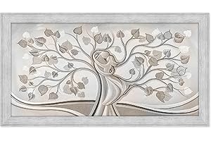 Lupia - Quadro moderno con cornice Boston Grigia, Stampa ad alta definizione su legno ALBERO ABBRACCIO MIX 60x110 cm, per soggiorno, camera da letto, ufficio, amore e famiglia, Facile da appendere