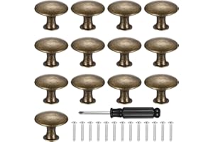 ZHENGYYUU 13 Pcs Bronze Drawer Cabinet Knobs, Antique Cupboard Door Knobs Pulls, Round Metal Wardrobe Handles for Furniture Kitchen Cabinet Wardrobes Dresser Chest of Drawers(30mm, Bronze)