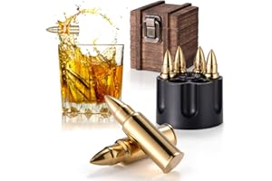 Eligara Juego de piedras para Whisky - Whiskey Stones Gift Set - Cubitos de Hielo Reutilizables para Whisky, Caja de madera (6 piezas), para Hombres/Papá/Novio/Marido