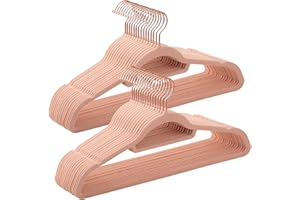 SONGMICS Grucce Appendiabiti in Velluto, 30 Pezzi, Salvaspazio e Antiscivolo, Porta Cravatte, Gancio Girevole a 360°, Spesso 0,6 cm, Largo 43,5 cm, Cappotti Pantaloni, Rosa Corallo CRF21PK30