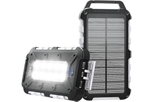 TOENNESEN Solar Powerbank 26800mAh PD 15W Tragbares powerbank solar USB C Outdoor Wasserdichtes Externer Akku mit LED-Licht und 3 Ausgängen Solar Ladegerät für Tablets Smartphones Camping und mehr Grau