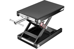 VIVOHOME Élévateur de Moto à Ciseaux en Acier avec Large Plateforme et Manivelle, Support Central Capacité 500kg pour ATV Motos Tout Terrain Garage Réparation Noir